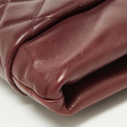 Pre Owned Chanel Burgundy Quilted Leather CC Long Clutch