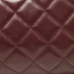 Pre Owned Chanel Burgundy Quilted Leather CC Long Clutch