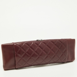 Pre Owned Chanel Burgundy Quilted Leather CC Long Clutch
