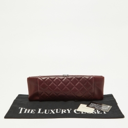 Pre Owned Chanel Burgundy Quilted Leather CC Long Clutch