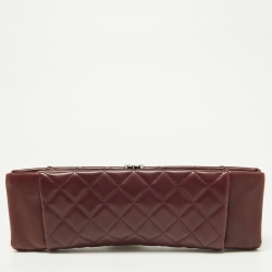 Pre Owned Chanel Burgundy Quilted Leather CC Long Clutch