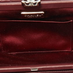 Pre Owned Chanel Burgundy Quilted Leather CC Long Clutch