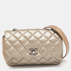 Pre Owned Chanel Beige/Metallic Quilted Leather Lady Pearly Shoulder Bag