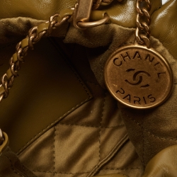 Pre Owned Chanel Green Quilted Leather Mini 22 Chain Bag