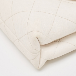 Pre Owned Chanel White Quilted Leather CC Shoulder Bag