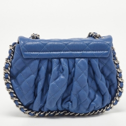 Chanel Blue Quilted Leather Small Chain Around Messenger Bag