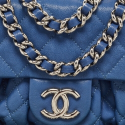 Chanel Blue Quilted Leather Small Chain Around Messenger Bag