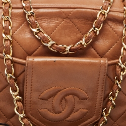 Pre Owned Chanel Brown Quilted Leather CC Pocket Tassel Camera Bag