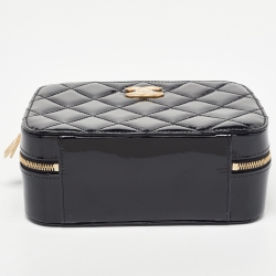 Pre Owned Chanel Black Quilted Patent Leather CC Chain Handle Vanity Bag