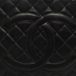 Pre Owned Chanel Black Caviar Leather Medallion Tote Bag