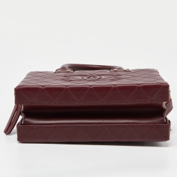 Pre Owned Chanel Burgundy Quilted Leather Vanity Case Box Bag