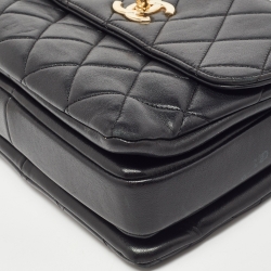 Pre Owned Chanel Black Quilted Leather Small Trendy CC Flap Top Handle Bag