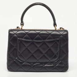 Pre Owned Chanel Black Quilted Leather Small Trendy CC Flap Top Handle Bag