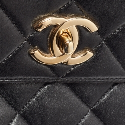 Pre Owned Chanel Black Quilted Leather Small Trendy CC Flap Top Handle Bag