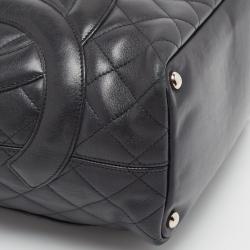 Pre Owned Chanel Black/White Quilted Leather Medium Ligne Cambon Bucket Tote