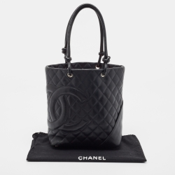 Pre Owned Chanel Black/White Quilted Leather Medium Ligne Cambon Bucket Tote