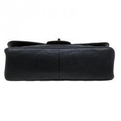 Pre Owned حقيبة شانيل قلاب مزدوج كلاسيكية كبيرة جلد كافيار مبطنة سوداء