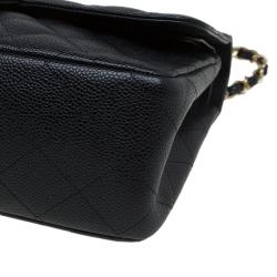 Pre Owned حقيبة شانيل قلاب مزدوج كلاسيكية كبيرة جلد كافيار مبطنة سوداء