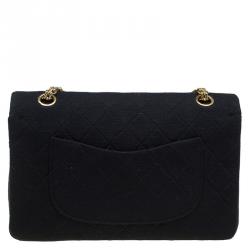 مملوكة مسبقًا حقيبة شانيل قلاب مزدوج كلاس يكي متوسطة جيرسي مبطنة سوداء