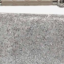مملوكة مسبقًا Chanel Grey/Silver Leather Strass Around The World Clutch