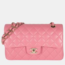 Chanel Pink Chocolate Bar Quilted Fabric East West Flap Bag Chanel