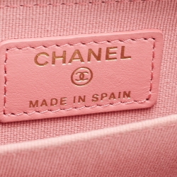 Chanel Pink Caviar Leather Zip Around Card Holder