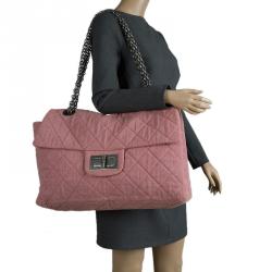 Pre Owned Chanel Pink Quilted Fabric Limited Edition XXL Reissue Travel Bag