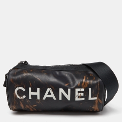Chanel Black Printed Vinyl and Mesh CC Sport Line Bag Chanel