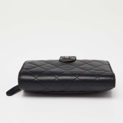Chanel Black Quilted Leather CC Compact Wallet