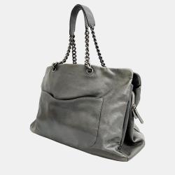 Pre Owned Chanel Grey caviar CC shoulder bag