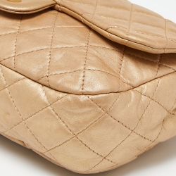 Pre Owned Chanel Gold Leather CC Gem Flap Shoulder Bag 