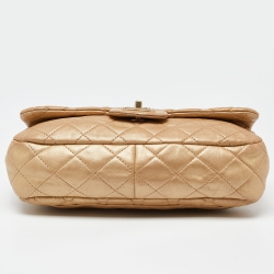 Pre Owned Chanel Gold Leather CC Gem Flap Shoulder Bag 