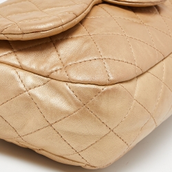 Pre Owned Chanel Gold Leather CC Gem Flap Shoulder Bag 