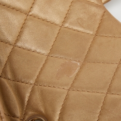 Pre Owned Chanel Gold Leather CC Gem Flap Shoulder Bag 