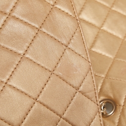 Pre Owned Chanel Gold Leather CC Gem Flap Shoulder Bag 