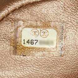 Pre Owned Chanel Gold Leather CC Gem Flap Shoulder Bag 