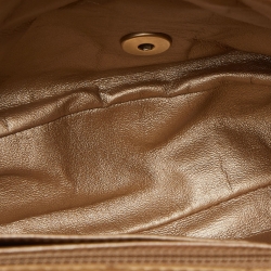 Pre Owned Chanel Gold Leather CC Gem Flap Shoulder Bag 
