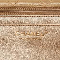 Pre Owned Chanel Gold Leather CC Gem Flap Shoulder Bag 