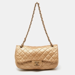 Chanel Gold Leather CC Gem Flap Shoulder Bag Chanel
