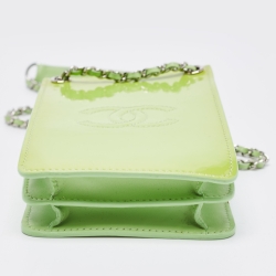 Pre Owned Chanel Green Patent Leather CC Phone Holder Crossbody Bag