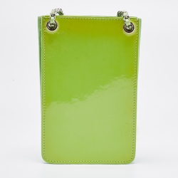 Pre Owned Chanel Green Patent Leather CC Phone Holder Crossbody Bag