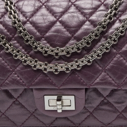 Pre Owned Chanel Purple Quilted Aged Leather Reissue 2.55 Classic 225 Flap Bag