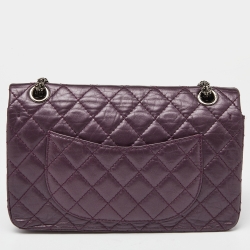 Pre Owned Chanel Purple Quilted Aged Leather Reissue 2.55 Classic 225 Flap Bag