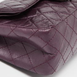 Pre Owned Chanel Purple Quilted Aged Leather Reissue 2.55 Classic 225 Flap Bag
