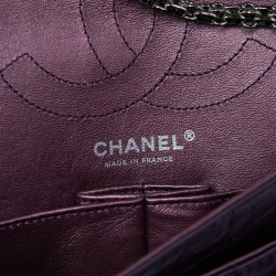 Pre Owned Chanel Purple Quilted Aged Leather Reissue 2.55 Classic 225 Flap Bag
