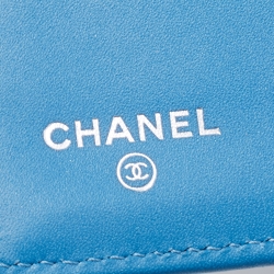 Chanel Light Blue Quilted Caviar Leather Trifold Classic Flap Wallet