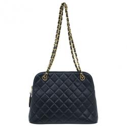 Pre Owned Chanel Black Quilted Lambskin Vintage Dome Bag