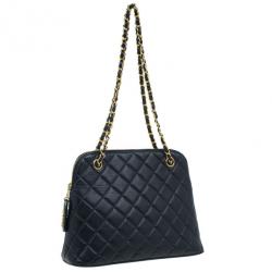 Pre Owned Chanel Black Quilted Lambskin Vintage Dome Bag