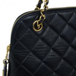 Pre Owned Chanel Black Quilted Lambskin Vintage Dome Bag