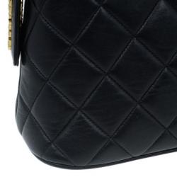 Pre Owned Chanel Black Quilted Lambskin Vintage Dome Bag